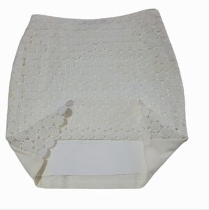 Catherine Malandrino Ivory Textured Pencil Skirt Size 0 NWT Lace Overlay Mini